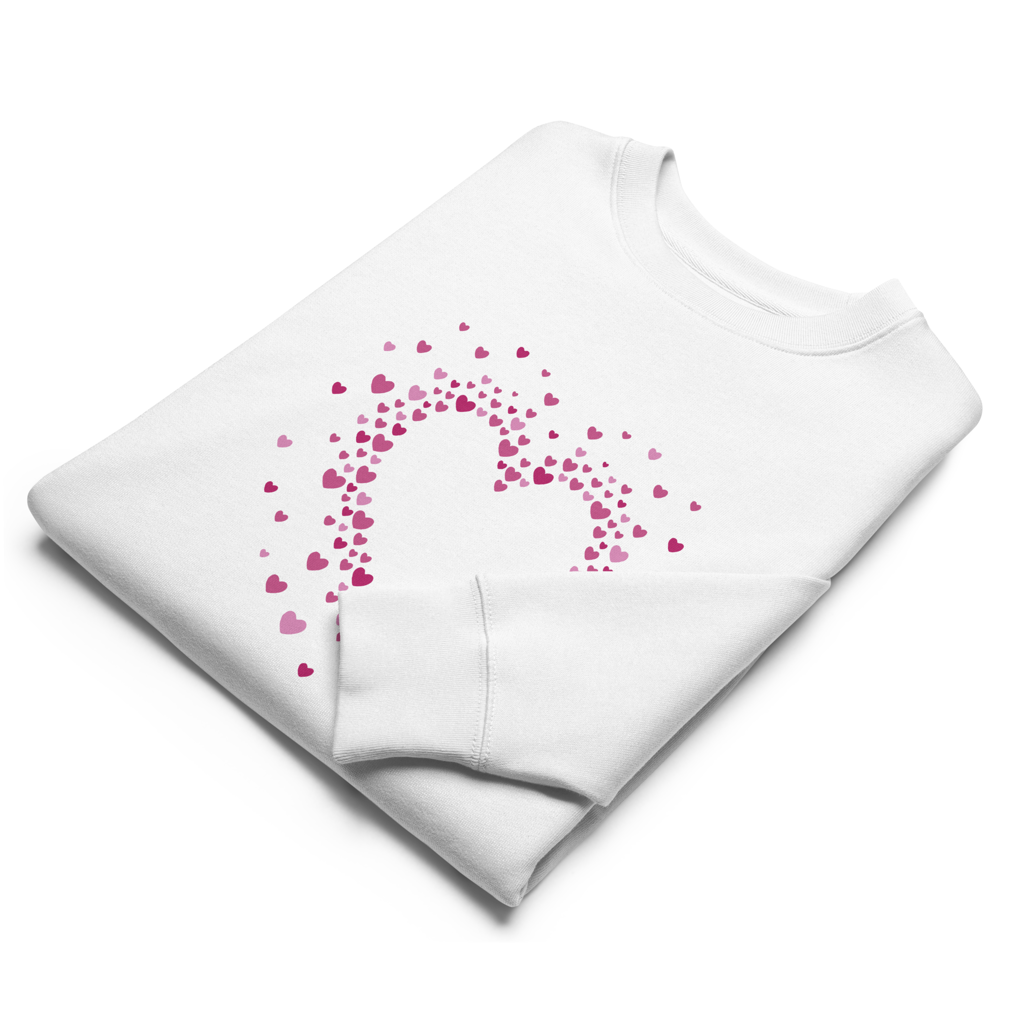 Sudadera eco unisex multicorazones - Print Ediciones color blanca