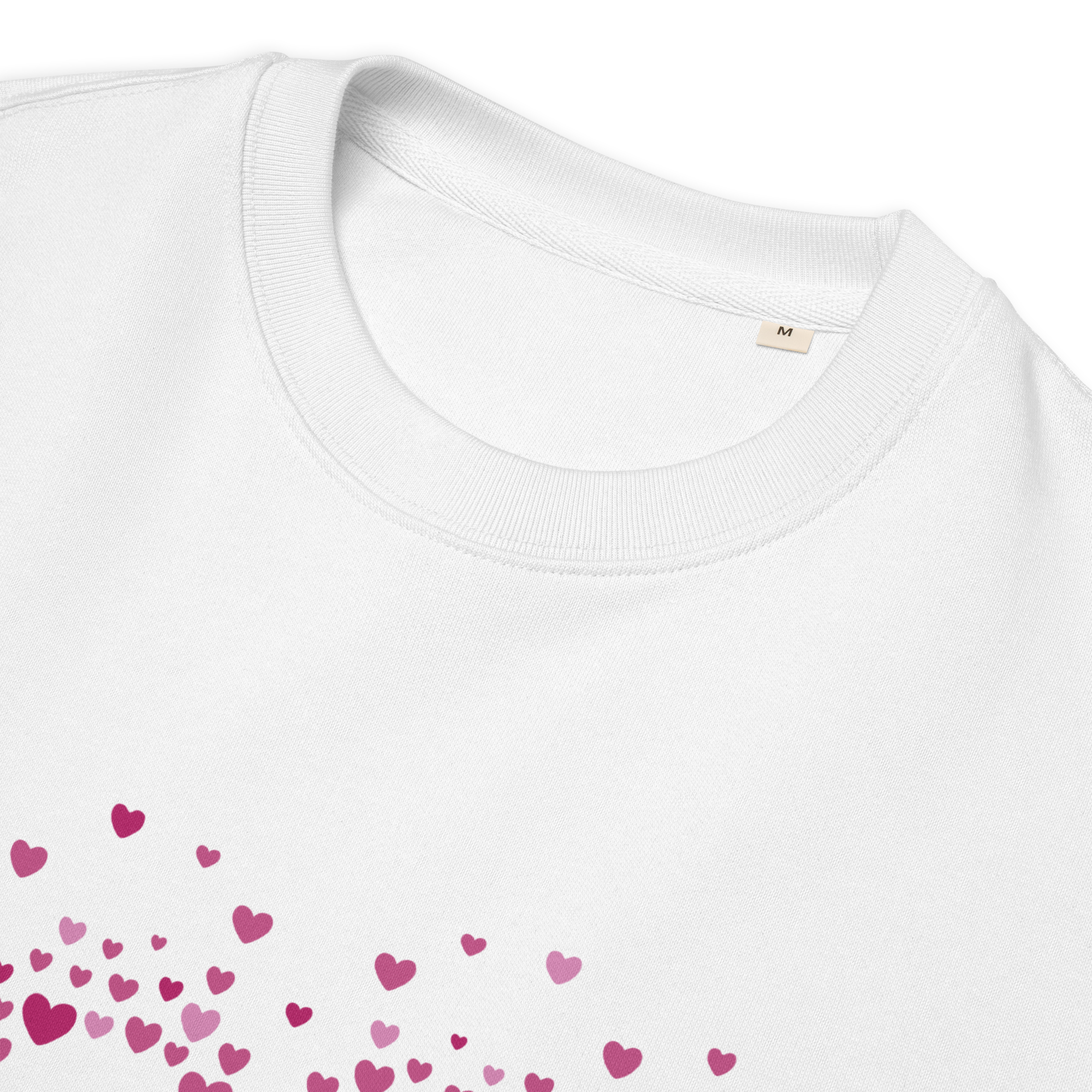 Sudadera eco unisex multicorazones - Print Ediciones color blanca
