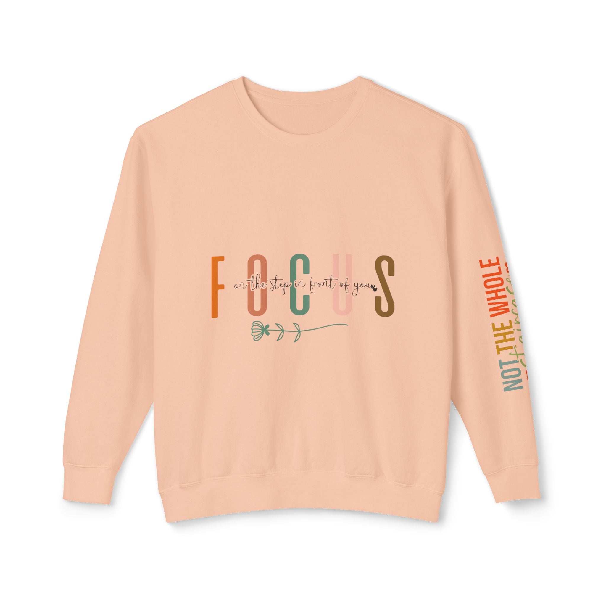Sudadera unisex ligera con cuello redondo - "Focus" & "Not the Whole Story" - color naranja