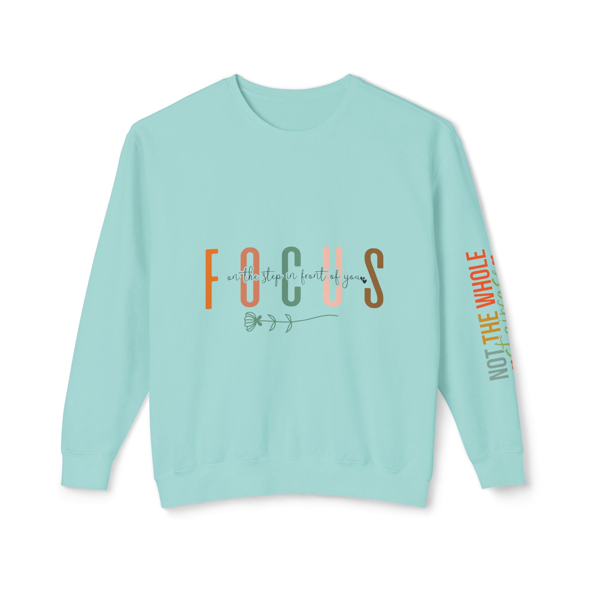 Sudadera unisex ligera con cuello redondo - "Focus" & "Not the Whole Story" - color purpura