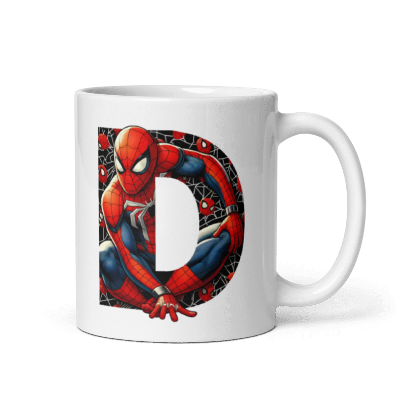 Taza blanca brillante con inicial y número personalizada Spid - Print Ediciones