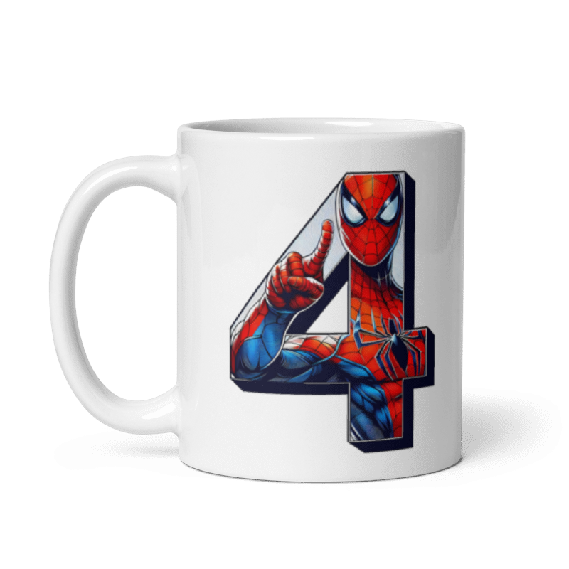 Taza blanca brillante con inicial y número personalizada Spid - Print Ediciones