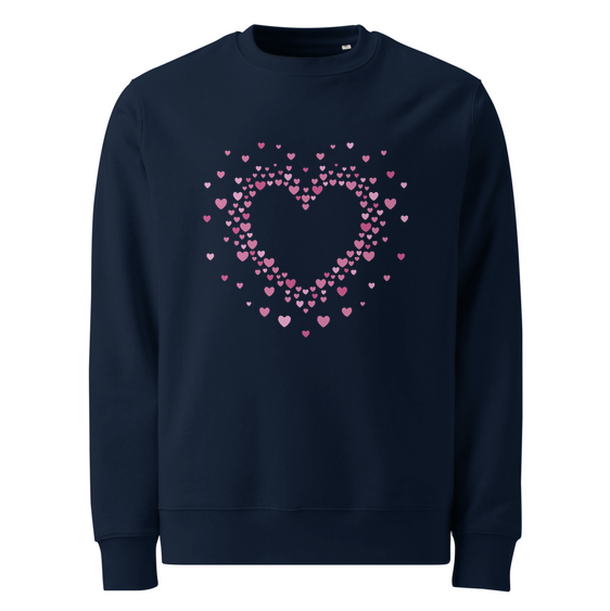 Sudadera eco unisex multicorazones - color azul oscuro