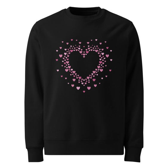 Sudadera eco unisex multicorazones - color negra