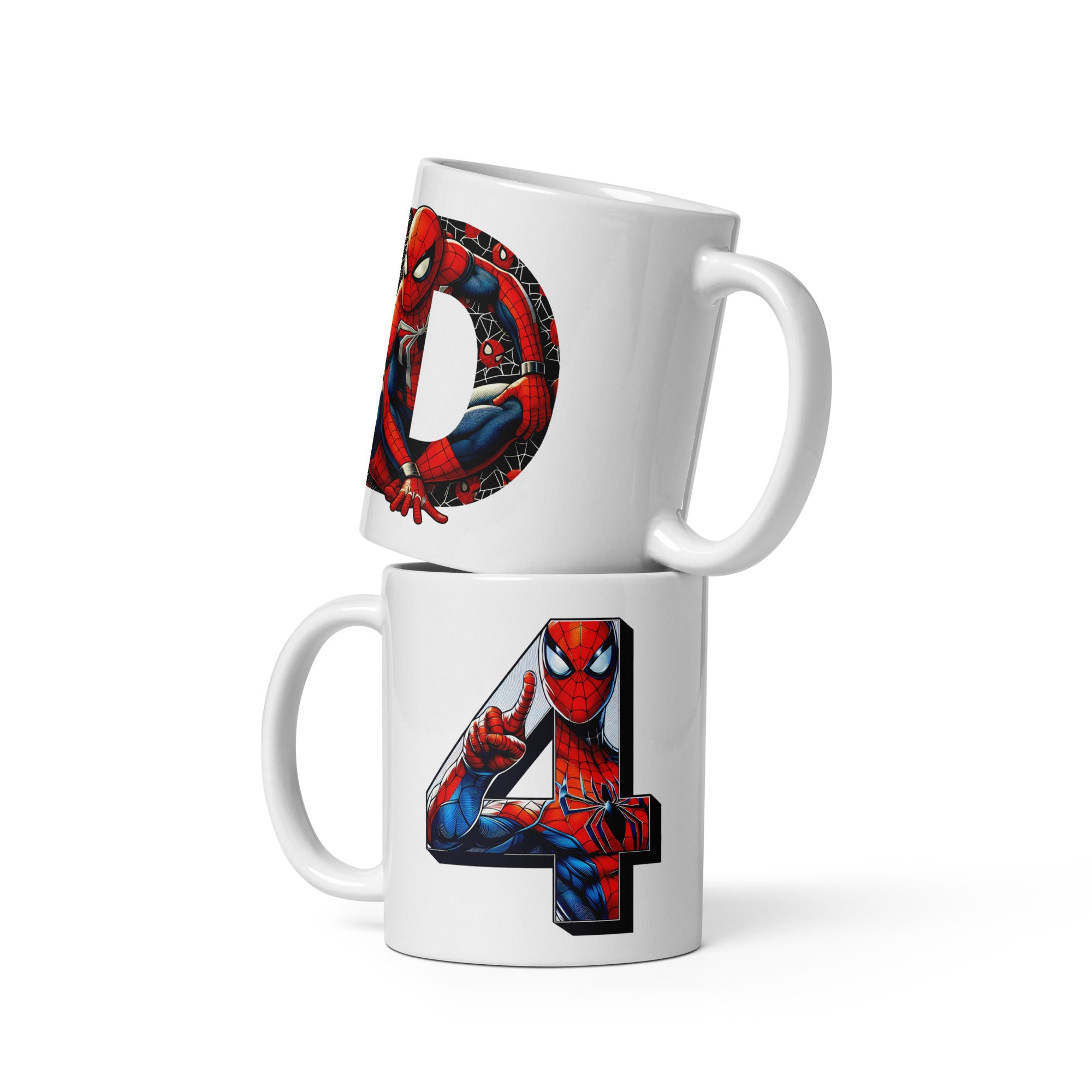 Taza blanca brillante con inicial y número personalizada Spid - Print Ediciones