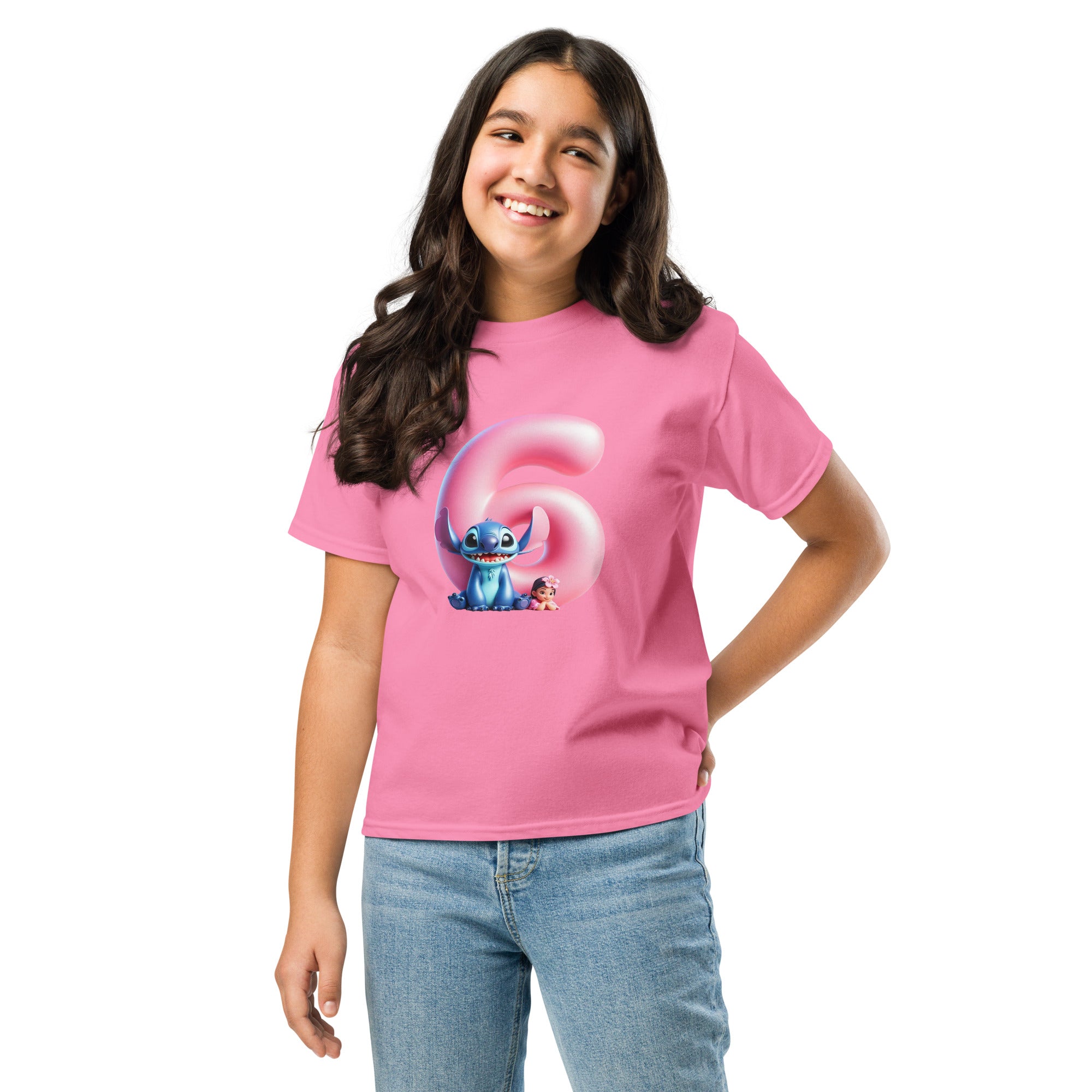 Camiseta clásica con número personalizado color rosa