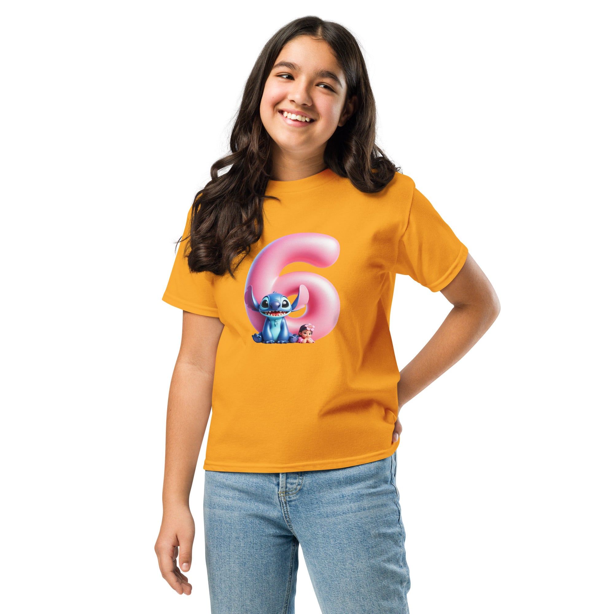 Camiseta clásica con número personalizado color naranja
