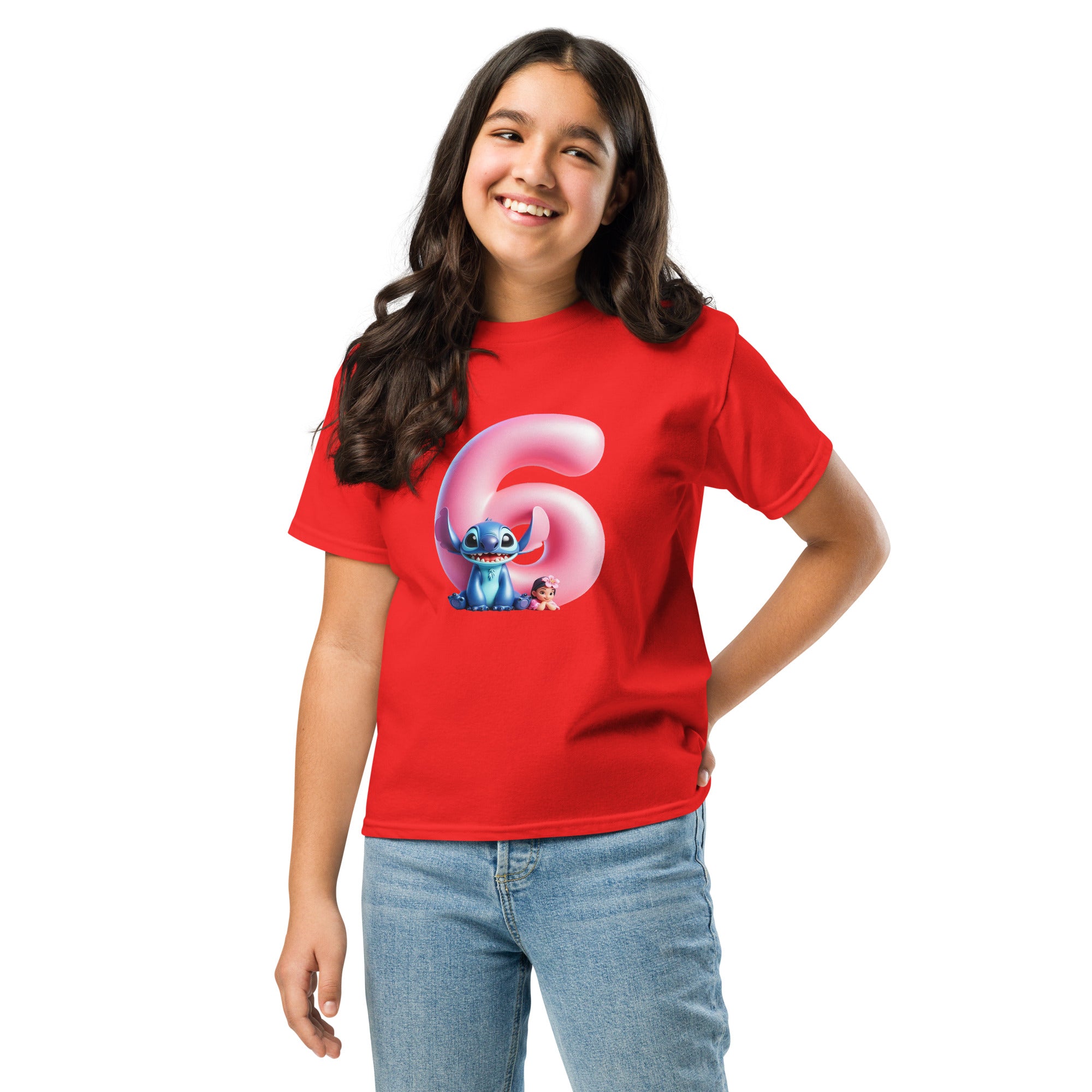 Camiseta clásica con número personalizado color rojo